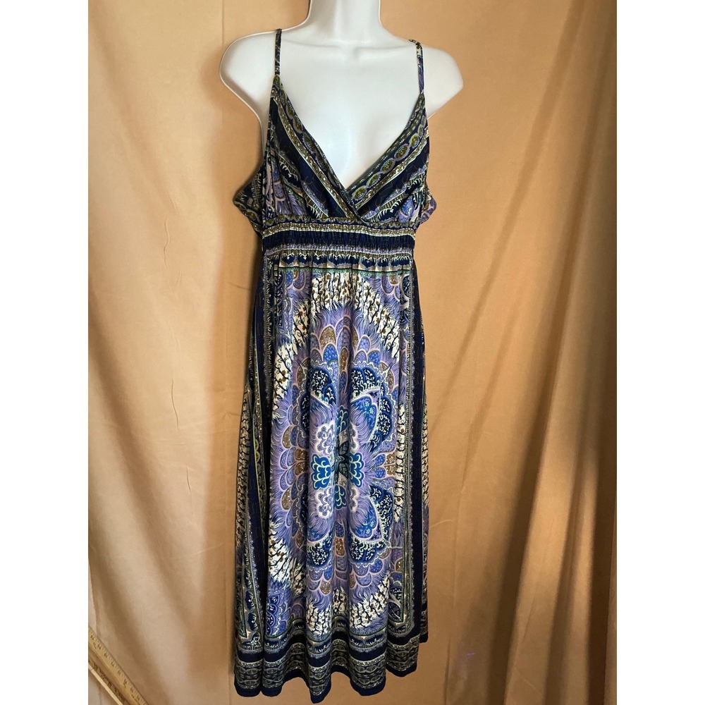 She Cool Sleeveless Maxi Dress Womens Large Purple Good Condition Boho Paisley